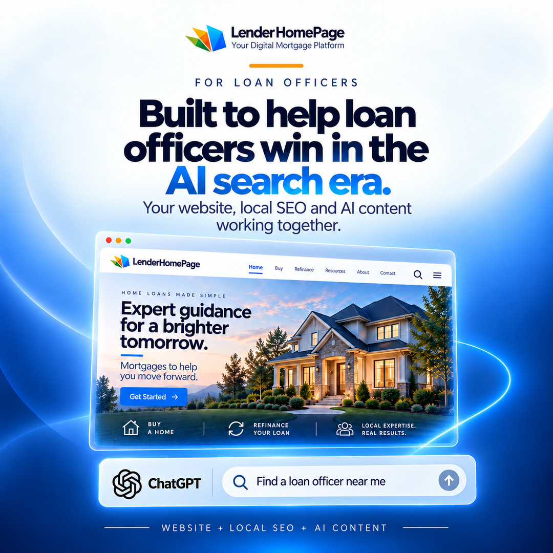 LenderHomePage AI SEO platform helping loan officers win in the AI search era